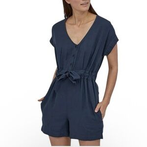 NWT Patagonia Organic Cotton Gauze Stone Blue Casual Romper Playsuit Women's XL